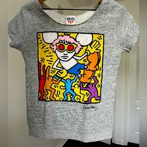 Junk Food Clothing Gray Heather Keith Haring Pop Art Graphic Sweatshirt